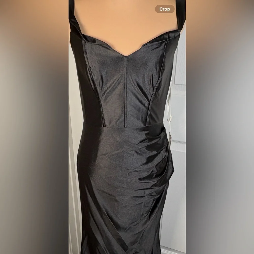 GALINA SIGNATURE Sculpting Black‎ Satin Tank Dress STYLE# GS290220 NWT Size 8